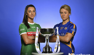 See you Sunday: Mayo captain Niamh Kelly and Tipperary&#039;s Samantha Lambert at the launch of the Lidl Ladies National Football League in Croke Park earlier this week. Photo: Sportsfile 
