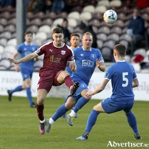 Jeff McGowan of Galway United in action against Limerick in the SSE Airtricity League game at Eamonn Deacy Park.
