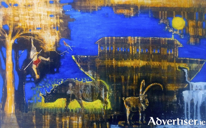Above is No Ark by Fiona Cawley, while below is a detail from 'A Stitch...' by Patsy Connolly.