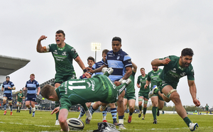 Matt Healy of Connacht goes over to score his side&#039;s fourth try against Cardiff Blues last weekend. Photo: Sportsfile