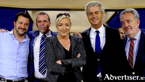 European right-wing leaders, including Matteo Salvini, Marine Le Pen, and Geert Wilders