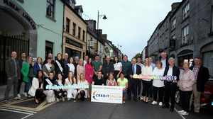 At the launch of The Ballinrobe Festival 2019, pictured were Committee members, sponsors, public representitives ,Queens of the Lakes, community members and Matthew Burke of Connacht Rugby who officially launched the Festival. Photo: Trish Forde.
