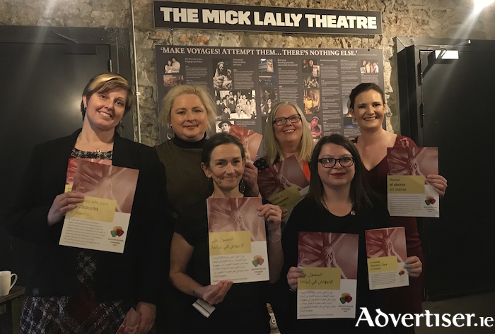 Members of AACW with activist and actress Siobhan McSweeney. (LtoR): Sarah Hoover, Siobhan McSweeney, Dette McLoughlin, Imelda Brophy, Ciara Murphy, and Lorraine Grimes.