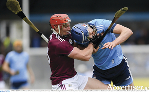 BUTT OUT: Galway&#039;s Conor Whelan in action against Dublin&#039;s Sean Treacy during the Leinster GAA Hurling Senior Championship Round 5 match between Dublin and Galway at Parnell Park in Dublin. Photo by Ramsey Cardy/Sportsfile.
