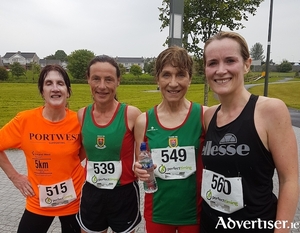 Four Castlebar 10 mile finishers: l-r Jackie Fleming (East Mayo AC), Colette Tuohy and Pauline Moran (both Mayo AC,) and Fiona Kelly (Ballina AC)