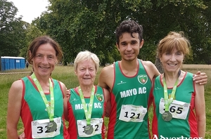 Mayo AC&#039;s successful team at the National 10 mile championships:  Colette Tuohy,  Mags Glavey, Elisha De Mello and Pauline Moran 