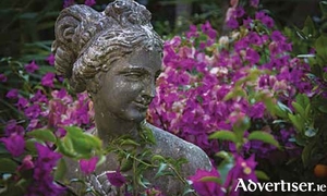 A classical statue surrounded by planting will suit a formal garden