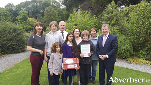 Minister Sean Canney and horticulturist Senator Victor Boyhan at Woodville Walled Garden with the children involved in the Children&#039;s Tree Campaign, which works to protect trees on council lands/public space and plant native trees where possible in community spaces. The children are Leela (eleven) and Jeevan (eight) Kingsnorth, and Harry (ten) and Ewan (twelve) Callan, all from east Galway. Also in the photo are owner of Woodville Walled Garden, Margarita Donohue, and head gardner Marie Kelly. 