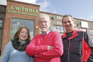 Deirdre and Joe Whelan of JW Tools, Oranmore, with Aleksa Valdas. Photo:-Mike Shaughnessy