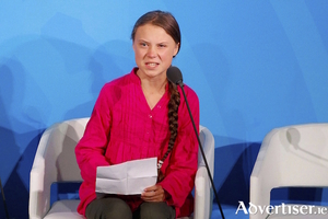 Climate activist Greta Thunberg during her speech this week at the UN.