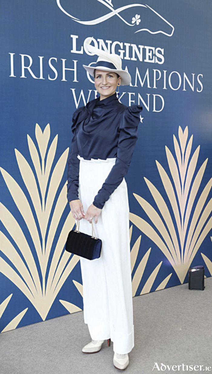 Athlone native, Paula Gannon, who was awarded the ‘Proize for Elegance’ accolade at the recent Longines Irish Champions weekend
