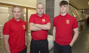 Kenneth Lally, Tony Houlihan (manger) and Gavin Deeley of  Right Price Tiles Oranmore. Photo:-Mike Shaughnessy