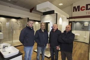 Brendan Maher (store manager), Philip Dunham (Bathroom Studio), Patrick Joyce (plumbing and heating), Ronan Sullivan (plumbing manager) of McDonoghs Ballybane. Photo:-Mike Shaughnessy.