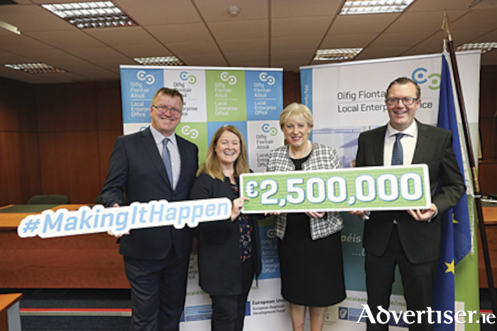 Oisin Geoghegan, Chair of the Network of Local Enterprise Offices, Christine Charlton, Head of Enterprise at Westmeath County Council,  Minister for Business, Enterprise and Innovation, Heather Humphreys TD and Mark Christal, Manager, Regions and Entrepreneurship, Enterprise Ireland.
