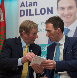 Former Taoiseach Enda Kenny with Fine Gael candidate Alan Dillon at his election launch. Photo: Ger Duffy 