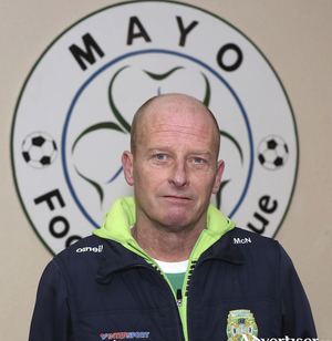 Michael McNicholas, Castlebar CelticCastlebar Celtic manager Michael McNicholas will be looking to guide his side into the last eight of the FAI Junior Cup this weekend. Photo: Michael Donnelly 