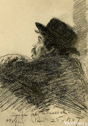   A sketch of Synge watching a rehearsal of the Playboy by Jack B Yeats.