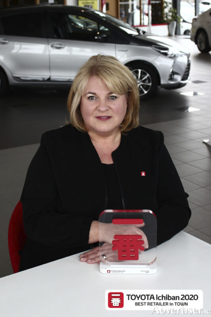 Helen Quinlan, who now runs the successful Parsons Garage, the main Toyota dealer in Tuam, Co Galway, which has been awarded the Ichiban Award by Toyota Motor Europe.
