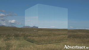 How the Mirror Pavilion should look when constructed and located in Connemara in October. It will go on display in the city in September.