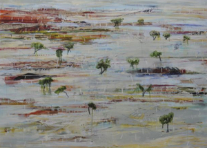 Bethlehem Field Oil Collage on Canvas 100x140cm by Eileen Ferguson.