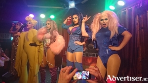 Some of Galway&#039;s Drag Queens performing at Galway Pride 2019. Photo:- Kernan Andrews