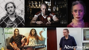 Fringe fest artists (clockwise from left): Singer-songwriter Shane K Lester; Andrew Carney in Sam, Galway, and the Twelve Apostles; Eve O&#039;Mahony in The Cute Whore - The Life and Times of Peg Plunkett; writer Jim Ward; and Mayhem Mandala.