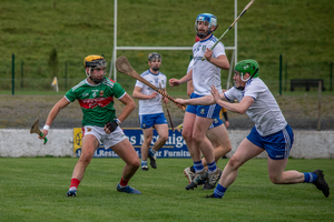 On the turn: David Kenny turns to get away from two Monaghan defenders last weekend. Photo: Ciara Buckley 