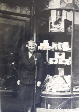 Dorinda Holland outside the Williamsgate Street shop in 1938.