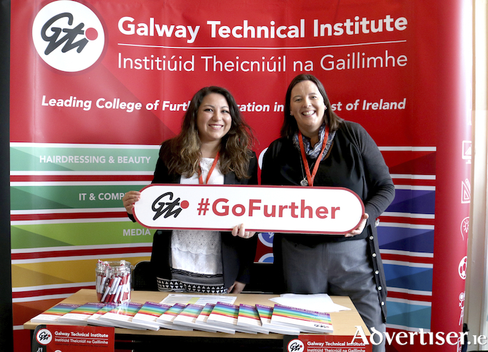 Teachers Nancy Cunniffe and Seona Joyce at Galway Technical Institute Open Day 2020. Teachers will be available to contact at a virtual open day this year on Tuesday, March 2.