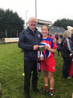 Newly appointed Mayo Junior Camogie manager, Jimmy Lyons, pictured with his daughter Rachel, following Na Brideoga winning the All-Ireland Junior B Club title in 2019.