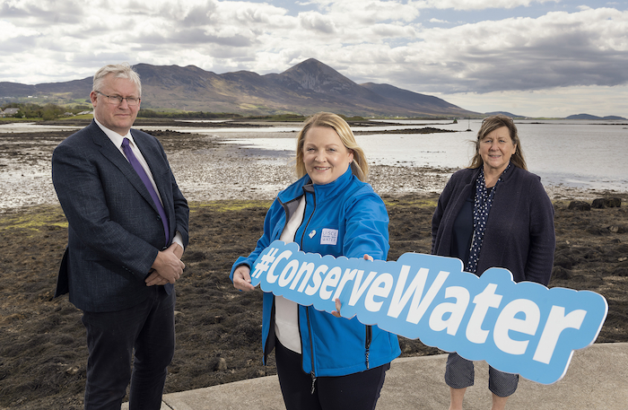 Michael Lennon (Sustainability Committee Irish Hotels Federation), Geraldine Horkan  (CEO Westport Chamber of Commerce) and  Toni Bourke (Business Stakeholder and Communications Manager Irish Water) at the launch of the Conserve Water pilot program. Photo: Michael McLaughlin