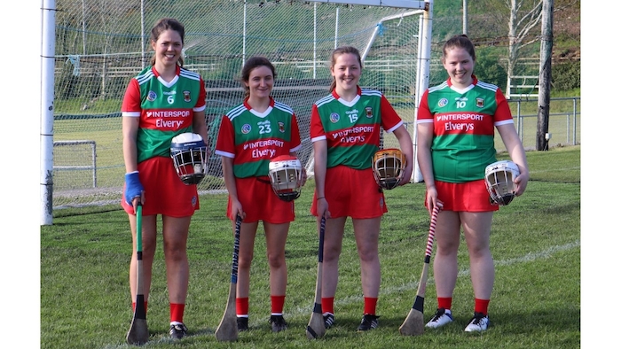 Ready to roll: Members of the Mayo senior Camogie squad Helen O'Malley (St Judes Dublin); Ciara Delaney (Na Brideoga); Niamh Kennedy (Castlebar Mitchels) and Lisa Scahill (Westport) who will get their season underway against Roscommon on Saturday. Photo: Mayo Camogie. 