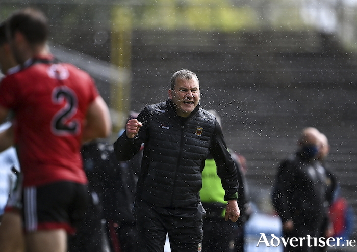 When it rains it pours: James Horan issues instructions to his side. Photo: Sportsfile 