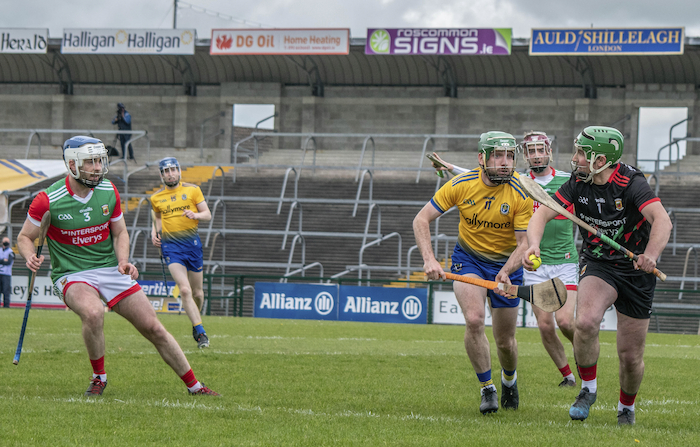 Clearing his lines: Gerald Kelly looks to clear the ball for Mayo against Roscommon last weekend. Photo: Ciara Buckley 