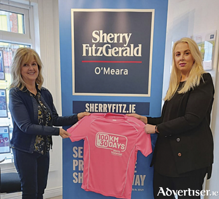 Helena Kenny and Claire Mulvihill are affording their full support to the Sherry Fitzgerald O’Meara sponsored ‘100kms in 30 days’ Breast Cancer Ireland awareness challenge