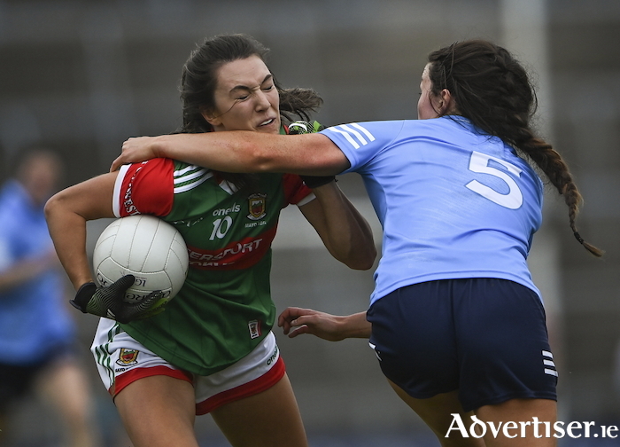 No way through: Niamh Kelly tries to break through for Mayo against Dublin. Photo: Sportsfile 