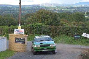 Around the bend: John Warren and Ruthann O&#039;Connor in the McHale Fusion Corolla on the way to a career-best result in Cork. Photo: Adam Hall/Rally Insight/