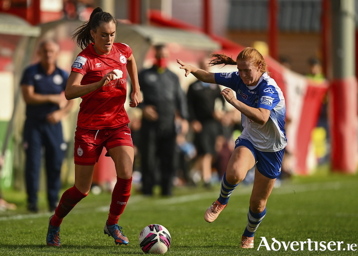 Jess Gargan, Shelbourne, and Shauna Brennan, Galway WFC, in FAI Cup semi-final action earlier this month.