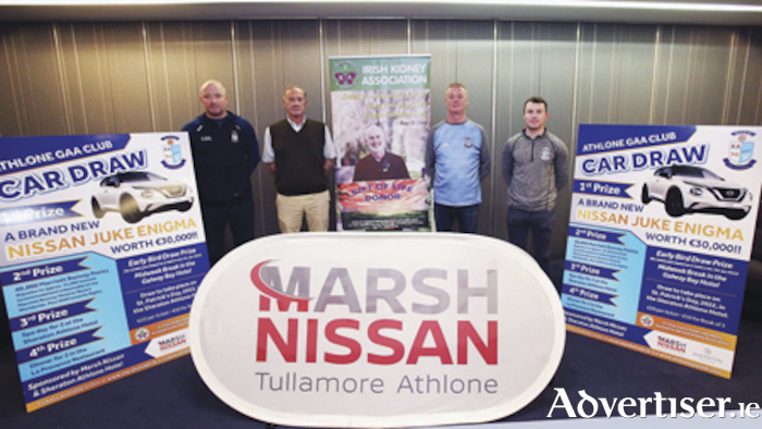 Pictured at the launch of the Athlone GAA car draw fundraising initiative in the Sheraton Hotel were l-r, Aidan St John, Matt Scally, Fergal O’Toole and Eoin Maher.