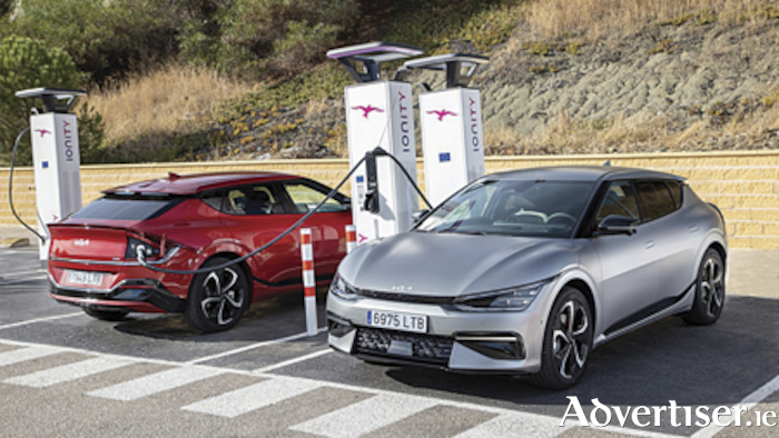 Electric Kia cars charging at Ionity
