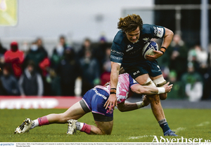 Connacht&#039;s Cian Prendergast in action against Stade Francais in the Heineken Champions Cup Pool B match at the Sportsground.  Photo: Harry Murphy/Sportsfile
