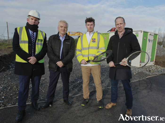 Pictured at the sod turning event to mark formal commencement of Phase 1a works at Athlone Tennis Club’s new development were, l-r, Olly McGrath (Lead Member Develop Team), David Spillane (President, Leinster Tennis), Gareth Barry (Tennis Ireland) and Cathal Kenny (President, Athlone Tennis Club).  Pic by Ashley Cahill Images.