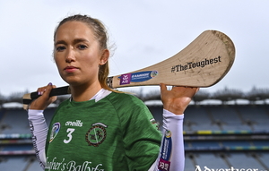 Laura Ward pictured ahead of one of #TheToughest showdowns of the year, which sees Sarsfields face off against reigning champions, Oulart the Ballagh, Wexford, in the 2021/2022 AIB Senior Camogie Club All-Ireland Championship final at Croke Park.