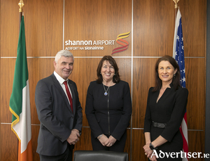 Pictured L-R are P&aacute;draig &Oacute; C&eacute;idigh, Chairman, Shannon Group, US Ambassador to Ireland, Claire D. Cronin and Mary Considine CEO Shannon Group. PIc Arthur Ellis.