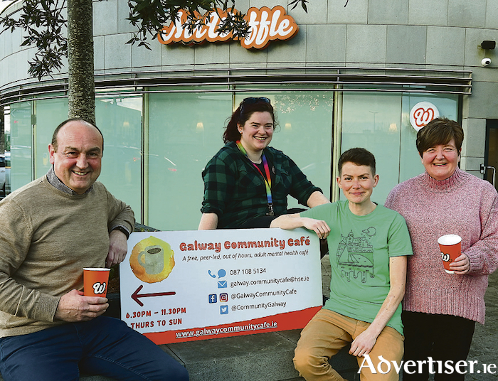 Galway Community Café's David Bohan, team leader; Rachel Maher, assistant team leader; and Danielle Burke and Olivia Ryder, peer connectors. Photo: Mike Shaughnessy.