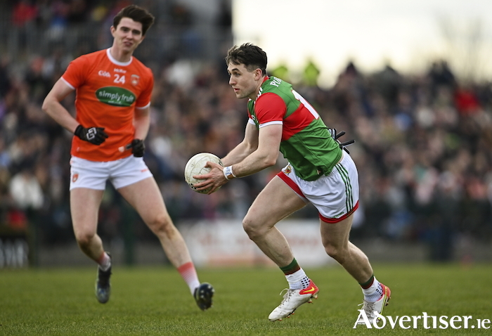 On the burst: Paddy Durcan is back in the Mayo starting 15 for their game against Kerry. Photo: Sportsfile 