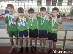 Tuam AC relay silver medal winners Cian O&#039;Driscoll, Thomas Riordan Odhran Kelly, Ruairi Costello, Eanna McGrath.