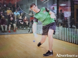 Moycullen&#039;s Martin Mulkerrins, on his way to securing the USHA Pro Players&#039; Championship title, with a win over the number one seed and defending champion Killian Carrol of  Boston.