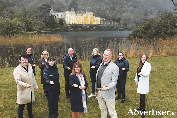 Pictured at the Galway launch of Darkness Into Light 2022 at Kylemore Abbey were (Front, l to r): Joe Burke (DIL Regional Lead); Jessica Ridge (Kylemore Abbey DIL committee member); Tracy Mongan (DIL Project Manager); Conor Coyne (Executive Director, The Kylemore Trust); (Back, l to r): Inez Streefkerk (Kylemore Abbey DIL committee member); Patricia Joyce  (Kylemore Abbey DIL committee member); Séan King  (Kylemore Abbey DIL committee member); Niamh Philbin (Kylemore Abbey DIL committee member); Gemma Coyne (Kylemore Abbey DIL committee member); Cathy Drummond (DIL Assistant Project Manager). Darkness Into Light 2022 will take place on May 7th. Sign up at www.darknessintolight.ie. Kylemore Abbey DIL committee members pictured at the Galway launch of Darkness Into Light 2022 at Kylemore Abbey. Darkness Into Light 2022 will take place on May 7. Sign up at www.darknessintolight.ie. Pictured (l to r) are: Séan King; Niamh Philbin; Gemma Coyne; Conor Coyne (Executive Director, The Kylemore Trust); Patricia Joyce; and Inez Streefkerk.