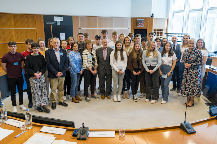 Pictured with the President of the European Parliament Roberta Metsola, are Fine Gael MEPs Maria Walsh and Seán Kelly, Slovakian MEP Vladimír Bilík, and European Youth Coordinator, Biliana Sirakova, in the European Parliament, Brussels  with students from Mayo.
